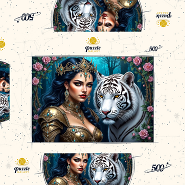 Darstellung des Puzzle Motivs Warrior Queen with White Tiger 500 Puzzle Schachtel 3D Modell