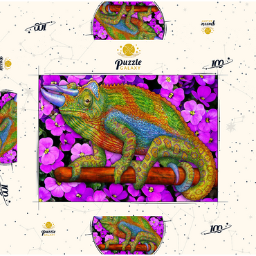 Darstellung des Puzzle Motivs Jacksons Chameleon 100 Puzzle Schachtel 3D Modell