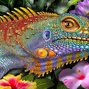 Darstellung des Puzzle Motivs Iguana 2 100 Puzzle 3D Modell