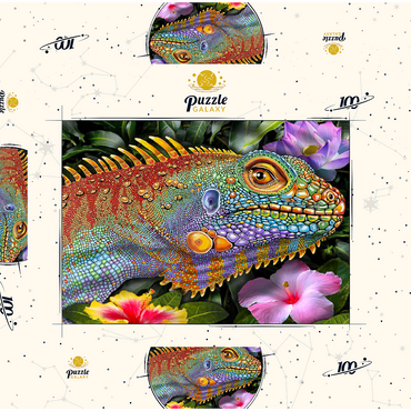 Darstellung des Puzzle Motivs Iguana 2 100 Puzzle Schachtel 3D Modell