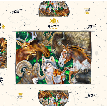Darstellung des Puzzle Motivs North American Wildlife 100 Puzzle Schachtel 3D Modell