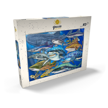 Darstellung des Puzzle Motivs Shark Collage 100 Puzzle Schachtel Ansicht2