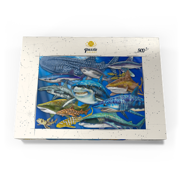 Darstellung des Puzzle Motivs Shark Collage 500 Puzzle Schachtel Ansicht3