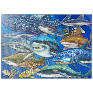 Darstellung des Puzzle Motivs puzzleplate Shark Collage 500 Puzzle