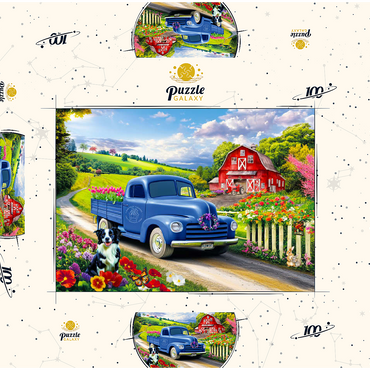 Darstellung des Puzzle Motivs Flower Farm 100 Puzzle Schachtel 3D Modell