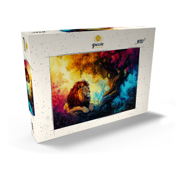 Darstellung des Puzzle Motivs Lion Under a Jungle Tree 1000 Puzzle Schachtel Ansicht2