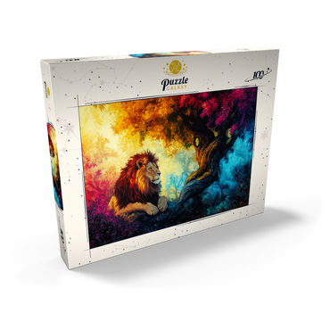 Darstellung des Puzzle Motivs Lion Under a Jungle Tree 100 Puzzle Schachtel Ansicht2