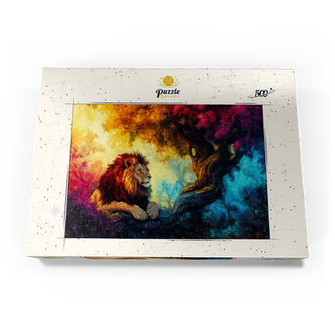 Darstellung des Puzzle Motivs Lion Under a Jungle Tree 500 Puzzle Schachtel Ansicht3