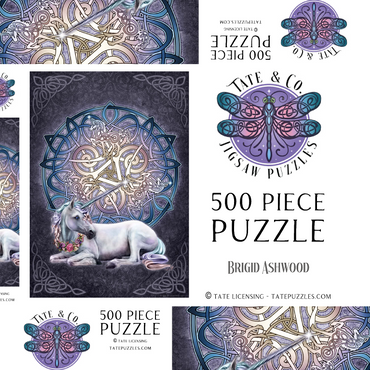 Darstellung des Puzzle Motivs Celtic Unicorn 500 Puzzle Schachtel 3D Modell