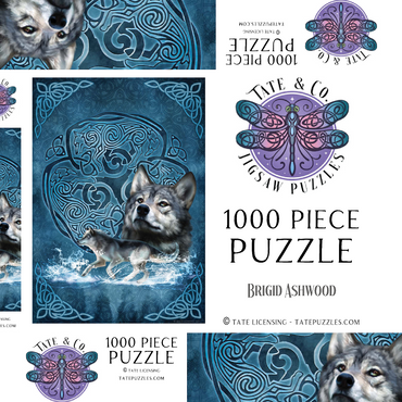 Darstellung des Puzzle Motivs Celtic Wolf 1000 Puzzle Schachtel 3D Modell