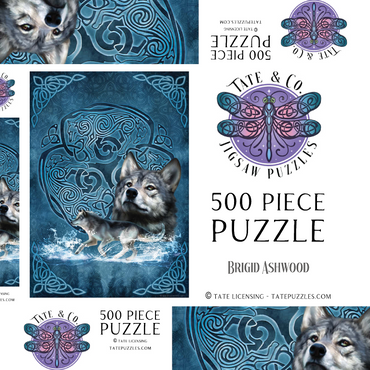 Darstellung des Puzzle Motivs Celtic Wolf 500 Puzzle Schachtel 3D Modell