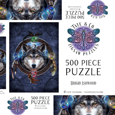 Darstellung des Puzzle Motivs Celtic Wolf Guide 500 Puzzle Schachtel 3D Modell
