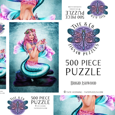 Darstellung des Puzzle Motivs Spring Flowers Mermaid 500 Puzzle Schachtel 3D Modell
