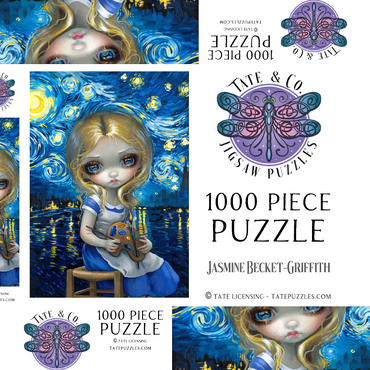 Darstellung des Puzzle Motivs Alice in a Van Gogh Nocturne 1000 Puzzle Schachtel 3D Modell