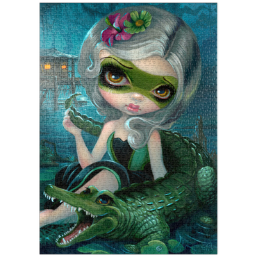 Darstellung des Puzzle Motivs puzzleplate Alligator Girl 1000 Puzzle