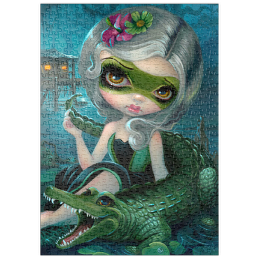 Darstellung des Puzzle Motivs puzzleplate Alligator Girl 500 Puzzle