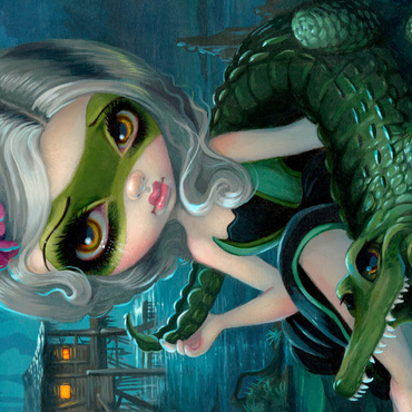 Darstellung des Puzzle Motivs Alligator Girl 500 Puzzle 3D Modell