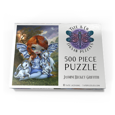 Darstellung des Puzzle Motivs Blue Willow Dragonlings 500 Puzzle Schachtel Ansicht3
