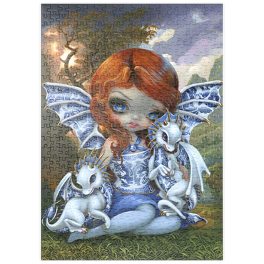 Darstellung des Puzzle Motivs puzzleplate Blue Willow Dragonlings 500 Puzzle