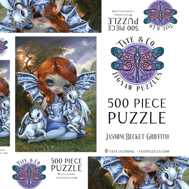 Darstellung des Puzzle Motivs Blue Willow Dragonlings 500 Puzzle Schachtel 3D Modell