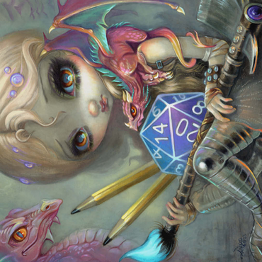 Darstellung des Puzzle Motivs Chasing Dragons 500 Puzzle 3D Modell