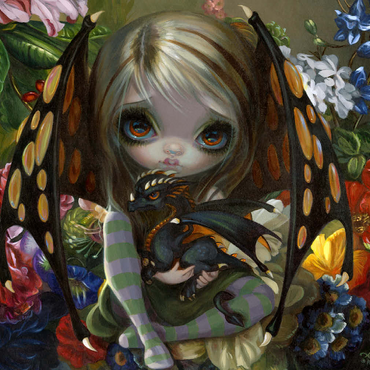 Darstellung des Puzzle Motivs Blumen-Drachenkopf - Jasmine Becket-Griffith 500 Puzzle 3D Modell