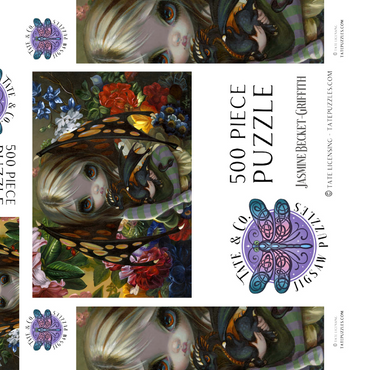 Darstellung des Puzzle Motivs Blumen-Drachenkopf - Jasmine Becket-Griffith 500 Puzzle Schachtel 3D Modell