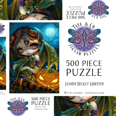 Darstellung des Puzzle Motivs Halloween Dragonling 500 Puzzle Schachtel 3D Modell