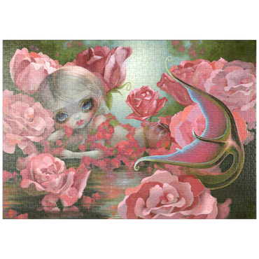 Darstellung des Puzzle Motivs puzzleplate Meerjungfrau mit Rosen - Jasmine Becket-Griffith 1000 Puzzle
