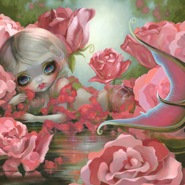 Darstellung des Puzzle Motivs Meerjungfrau mit Rosen - Jasmine Becket-Griffith 1000 Puzzle 3D Modell