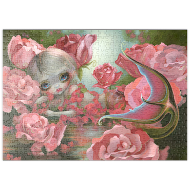 Darstellung des Puzzle Motivs puzzleplate Meerjungfrau mit Rosen - Jasmine Becket-Griffith 500 Puzzle