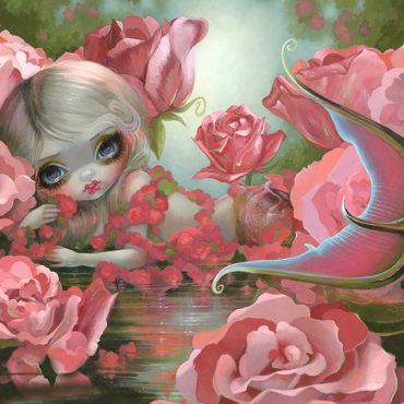Darstellung des Puzzle Motivs Meerjungfrau mit Rosen - Jasmine Becket-Griffith 500 Puzzle 3D Modell
