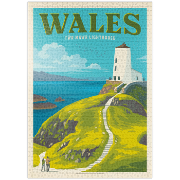 Darstellung des Puzzle Motivs puzzleplate Wales: Tŵr Mawr Lighthouse, Vintage Poster 1000 Puzzle