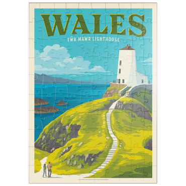 Darstellung des Puzzle Motivs puzzleplate Wales: Tŵr Mawr Lighthouse, Vintage Poster 100 Puzzle