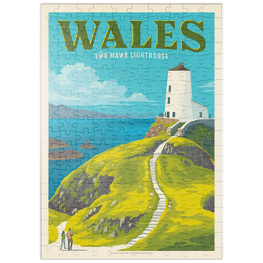 Darstellung des Puzzle Motivs puzzleplate Wales: Tŵr Mawr Lighthouse, Vintage Poster 200 Puzzle