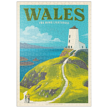 Darstellung des Puzzle Motivs puzzleplate Wales: Tŵr Mawr Lighthouse, Vintage Poster 500 Puzzle