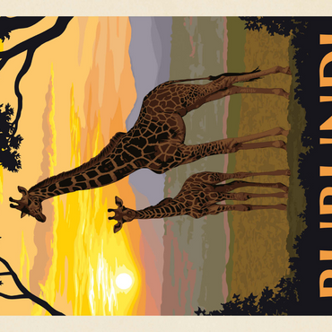 Darstellung des Puzzle Motivs Burundi, Africa, Vintage Poster 1000 Puzzle 3D Modell