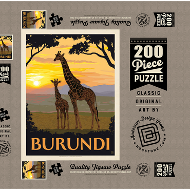 Darstellung des Puzzle Motivs Burundi, Africa, Vintage Poster 200 Puzzle Schachtel 3D Modell