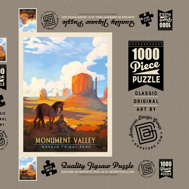 Darstellung des Puzzle Motivs Monument Valley Navajo Tribal Park: Magical Moment, Vintage Poster 1000 Puzzle Schachtel 3D Modell
