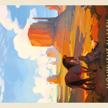 Darstellung des Puzzle Motivs Monument Valley Navajo Tribal Park: Magical Moment, Vintage Poster 100 Puzzle 3D Modell