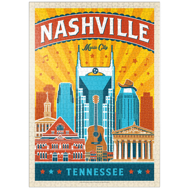 Darstellung des Puzzle Motivs puzzleplate Nashville Landmarks, Vintage Poster 1000 Puzzle
