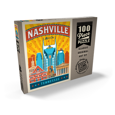 Darstellung des Puzzle Motivs Nashville Landmarks, Vintage Poster 100 Puzzle Schachtel Ansicht2