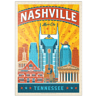 Darstellung des Puzzle Motivs puzzleplate Nashville Landmarks, Vintage Poster 500 Puzzle