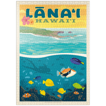 Darstellung des Puzzle Motivs puzzleplate Hawaii: Lānaʻi (Tropical Fish), Vintage Poster 1000 Puzzle