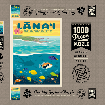 Darstellung des Puzzle Motivs Hawaii: Lānaʻi (Tropical Fish), Vintage Poster 1000 Puzzle Schachtel 3D Modell