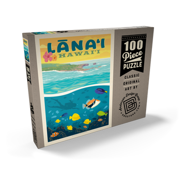 Darstellung des Puzzle Motivs Hawaii: Lānaʻi (Tropical Fish), Vintage Poster 100 Puzzle Schachtel Ansicht2