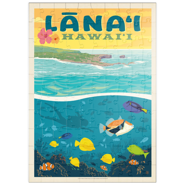 Darstellung des Puzzle Motivs puzzleplate Hawaii: Lānaʻi (Tropical Fish), Vintage Poster 100 Puzzle