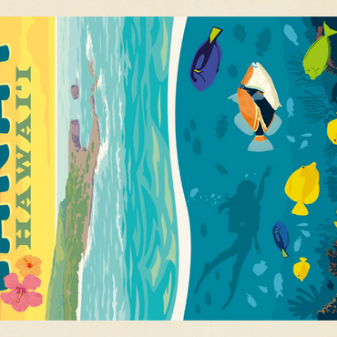 Darstellung des Puzzle Motivs Hawaii: Lānaʻi (Tropical Fish), Vintage Poster 100 Puzzle 3D Modell