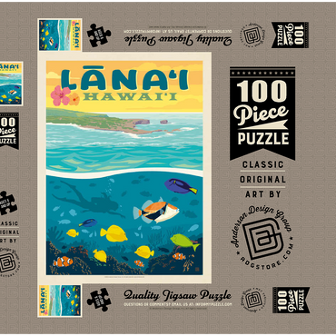 Darstellung des Puzzle Motivs Hawaii: Lānaʻi (Tropical Fish), Vintage Poster 100 Puzzle Schachtel 3D Modell