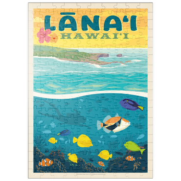 Darstellung des Puzzle Motivs puzzleplate Hawaii: Lānaʻi (Tropical Fish), Vintage Poster 200 Puzzle
